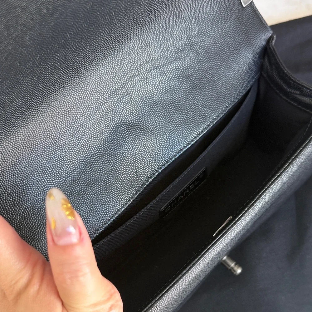 CHANEL Black Quilted Leather Medium Boy Flap Crossbody Bag - Picture 9 of 11